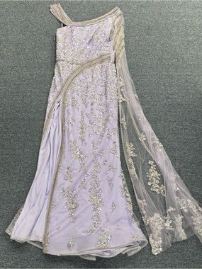 Lavender Purple Glitter Beaded Gown